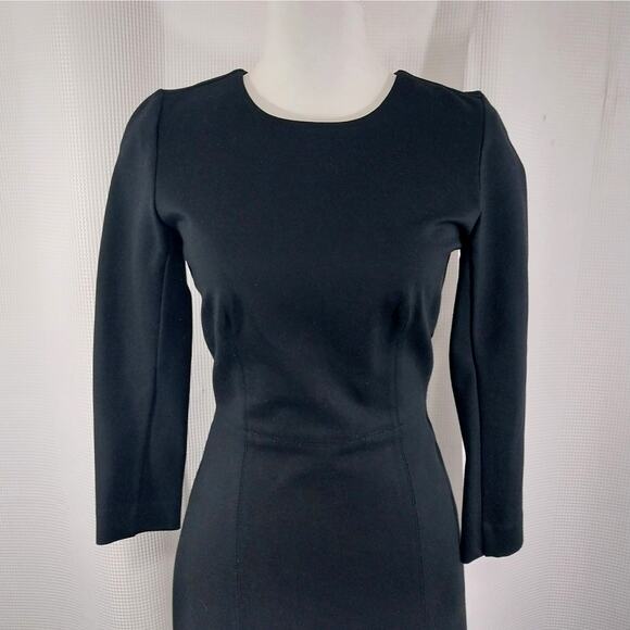 NWOT! J. CREW! LUXE BLACK HEAVIER WEIGHT STRETCH LONG SLEEVE SLEEK DRESS! SZ 2 - Picture 3 of 11